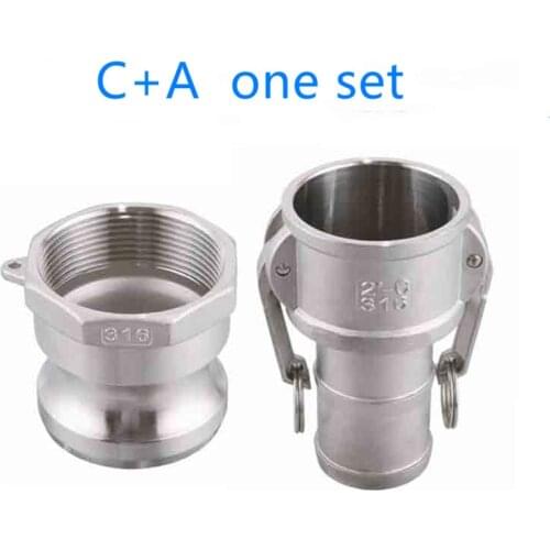 C+A one set of Camlock Fitting Adapter Homebrew 304 Stainless Steel Connector Quick Release Coupler 1/2"3/4"1” 1-1/4"1-1/2"