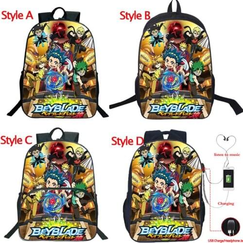 Beautiful Beyblade Backpack USB Charge Backpack Notebook Rucksack Back to School Backpack Travel Shoulder Knapsack