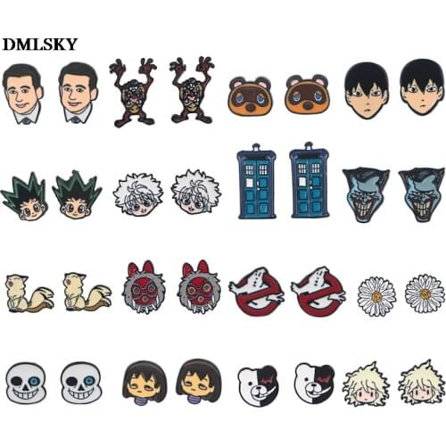 M4779 DMLSKY Cartoon Jewelry Anime Cute Stud Earring Enamel Earrings Pendant for Kids Girls Woman Accessories