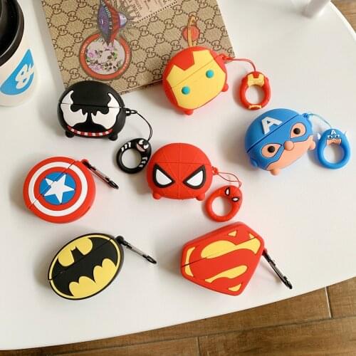 Marvel The Avengers Iron Man Spiderman Captain America Silicone Anti-drop Earphone Protective Case Suitable for Airpods 1/2