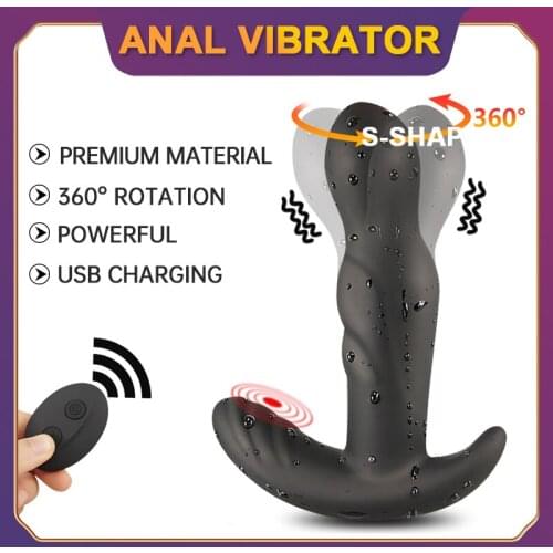 SWT Prostate Massager 360 Degree Rotating Vibrator Vibrating Porno Sex Adult Anal Toy Silicone Anal Plug G-Spot Vibradores
