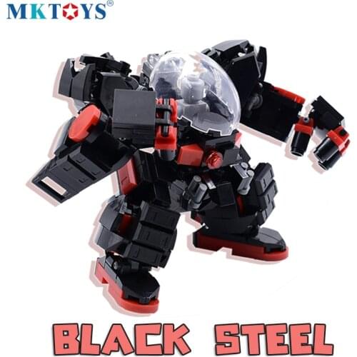 Alpha Squad Black Steel Mech Robot Bricks Military Wars Series Galaxy Soldier Building Blocks MOC Model Figures Toy For Children