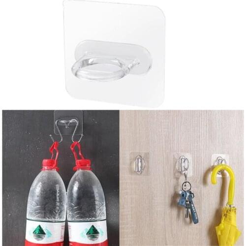 Multifunctional Round Hooks Strong Self Adhesive Door Wall Shower Bottle Hooks Transparent Wall Storage Sucker For Household