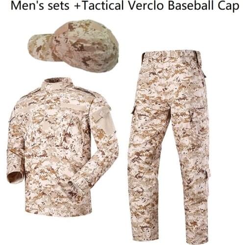 Mens Sets Derset Digital Camouflage Army Uniform ACU Ribstop Military Uiforms With Tactical Verclo Baseball Cap