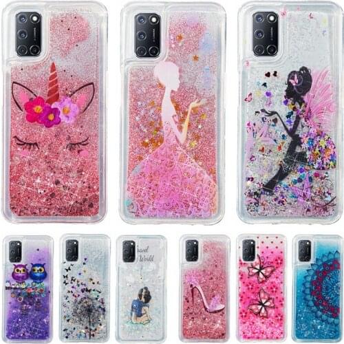 On For Etui OPPO A52 Soft Case sFor Coque OPPO A 52 Case Oppo A72 A92 Cover Fashion Cute Dynamic Liquid Glitter Phone Cases