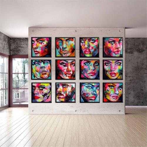 Abstract Face Oil Print Set of 12 Fashion Wall Painting Female Gifts Trends Living Studio Room Hotel Art No Frame Pictures