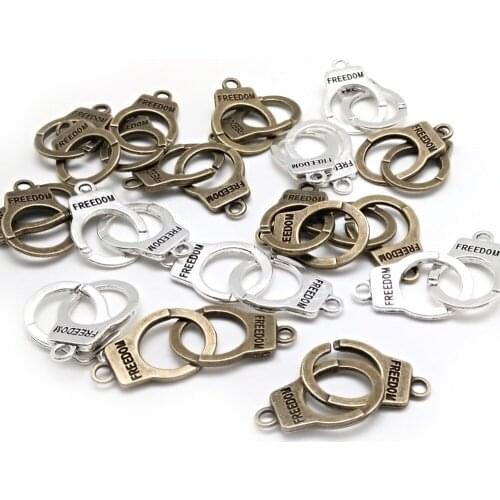 22mm Freedom Handcuffs Charm Clasp Zinc Alloy Charm For DIY Bracelet Making