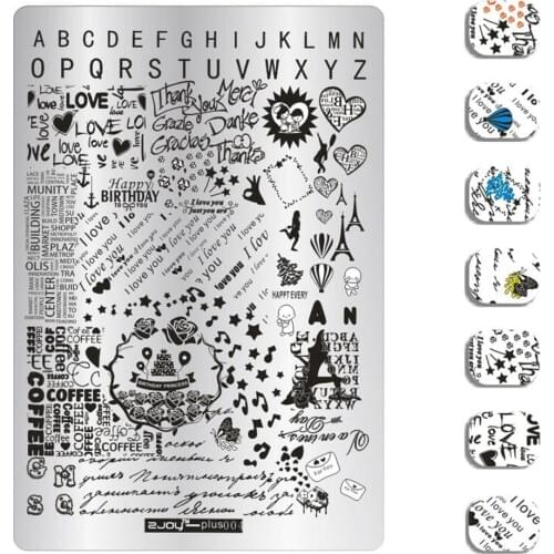 1 Pcs Nail Stamping Plates 38-Patterns 14.5*9.5 cm Plaid/Letter/Flower/Animal Nail Art Stamp Image Template Stencil Nails Tools