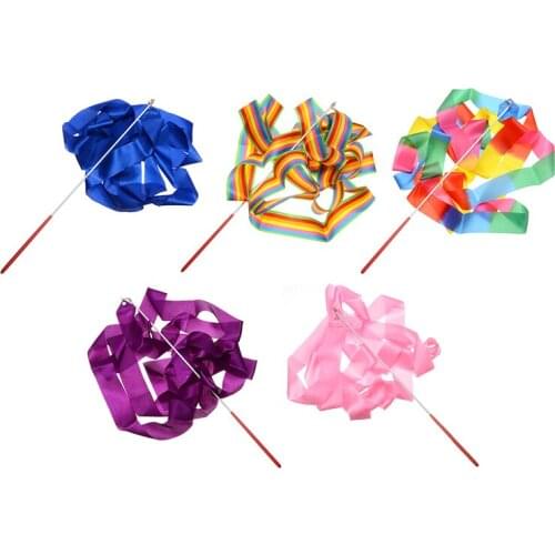Multi-colored 4M Gym Dancing Ribbon Stick Rhythmic Art Gymnastic Streamer Baton Twirling Rod