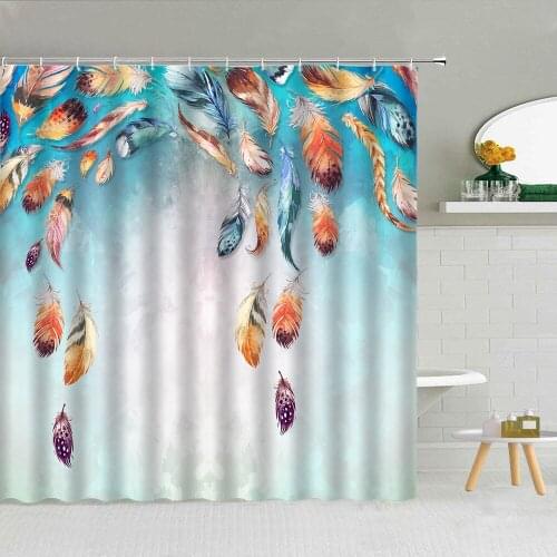 Bird Feather Pink Shower Curtains Dream Fashion Girl Bathroom Bathtub Decor Home Bath Screen Washable Waterproof Fabric Curtain