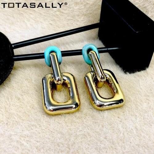 F.J4U Earrings for women 2021 Oversize Punk Resin & CCB Cuban Chain Party Earring Lady Jewelry Gifts biżuteria damska