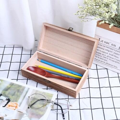 New Retro Jewelry Box Desktop Natural Wood Clamshell Storage Hand Decoration Wooden Box Postcard Storage Box