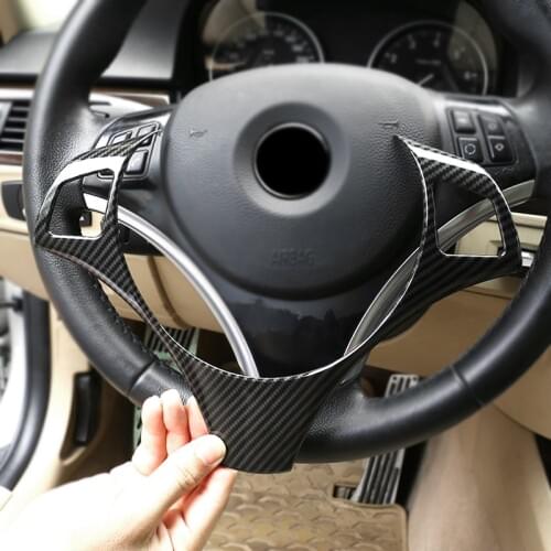 Carbon Fiber Styling Car Steering Wheel Panel Switch Button Cover Trim For BMW 3 Series E90 2005 2006 2007 2008 - 2010 2011 2012