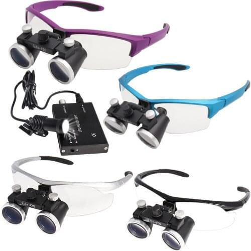 2.5X 3.5X Dental Loupes Medical Binocular Loupes with LED Headlight Magnifying Glasses Surgical Magnifier 5W LED Head Light