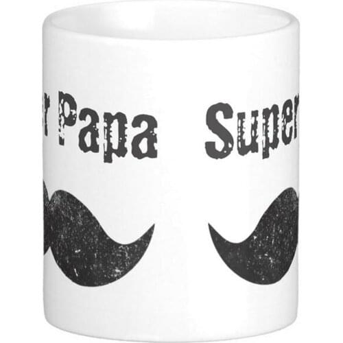 Super Papa Moustache Vintage Fete des Peres Basic White Coffee mugs Tea Mugs Customize Gift