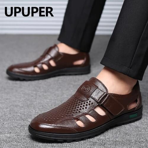 UPUPER Men's Leather Sandals