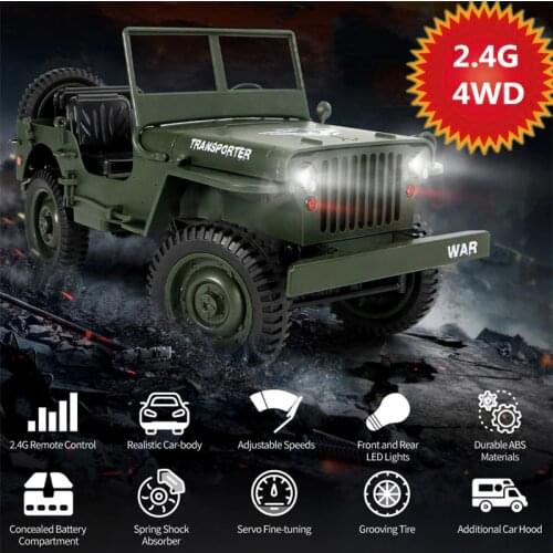 2.4G 4WD Military Truck Convertible Remote Control Four-Wheel Drive Off-Road Climbing RC Car With Flash Light High Speed Gifts