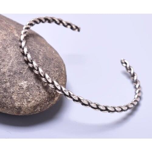 High Quality Mens Fashion Simplicity Silver Color Weave Pattern Cuff Bracelets For Women Man Jewellery Gift for Him