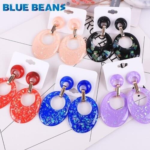 ZA Acrylic Earrings Bohemian Fashion Gifts for Women Multi-color oval Drop Earing big Jewelry Statement luxury trendy Acetate