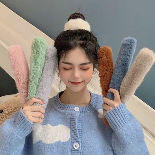 Womens Hair Loop Plush Crackling Sweet Korean Rabbit Hair Bracelet Toy Autumn And Winter Tie Hair Coil Headband Accessories
