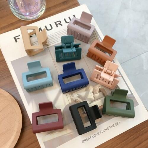 Women Acetate Hair Claws Square Acrylic Hair Clamps Crab Geometric Hollow Out Solid Color Hair Clips Hair Accessories For Girls