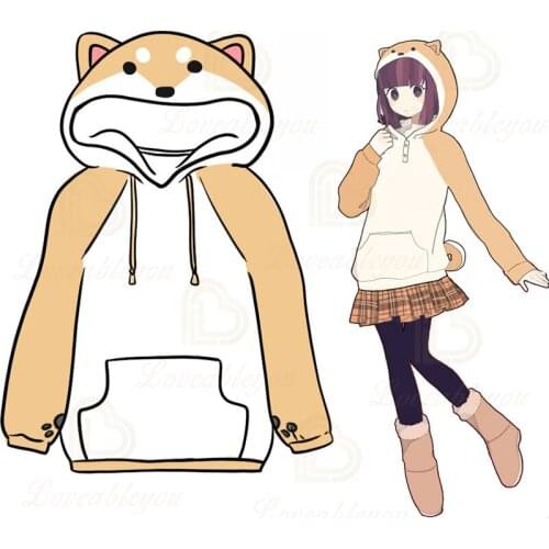 Husky Women Sweater Winter Thicken Warm Fleece Cute Husky Ear Coat Korean Kawaii Hooded Pullover Loose Sweater