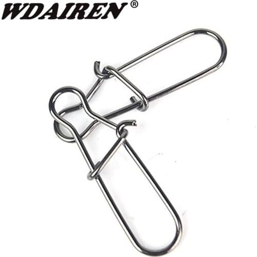 10Pcs Hooked Snap Pin Stainless Steel Fishing Barrel Swivel Safety Snaps Hook Lure Accessories Connector Snap Pesca PJ-192