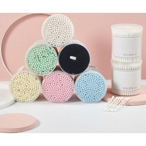 200Pcs/Box Black Disposable Spiral Double Head Cotton Swab For Medical Ear Nose Cleaning Tool Lipstick Eyebrow Makeup Cotton Bud