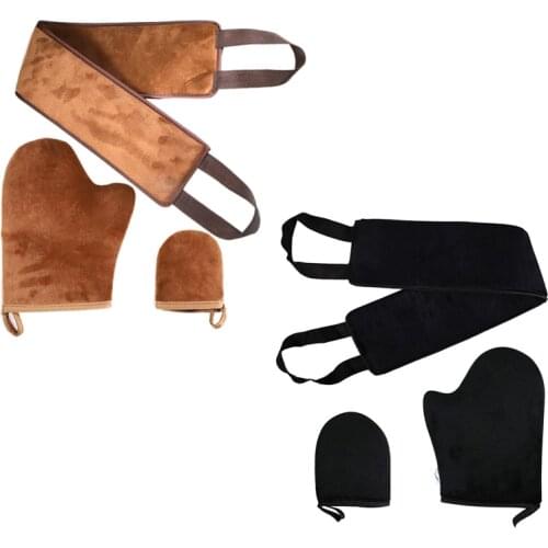 3Pcs/Set Back Tanning Applicator Cream Lotion Mousse Oil Application Gloves Oil SPA BathSunscreen Flocking Gloves