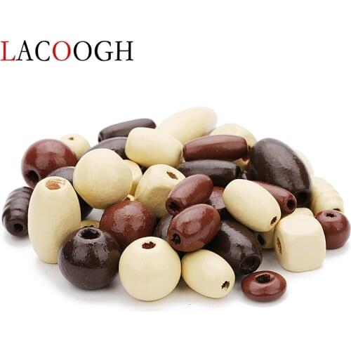 60pcs/lot Mixed Colors Natural Wooden Beads 7-19mm Geometric Shape Wooden Beads Decor for DIY Jewelry Making Findings Wholeslae