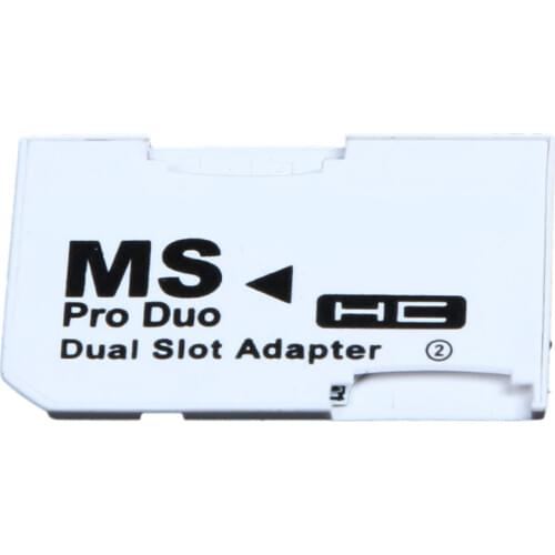 Dual Slot Memory Card Adapter 2 Micro SD HC Cards Converter Micro SD TF to Memory Stick MS Pro Duo for PSP Card White Games Case