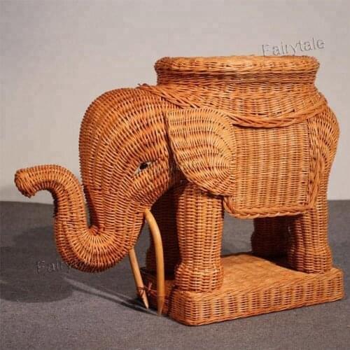 Animal Shaped Large Flowerpot Holder Photography Rattan Elephant Home Decor