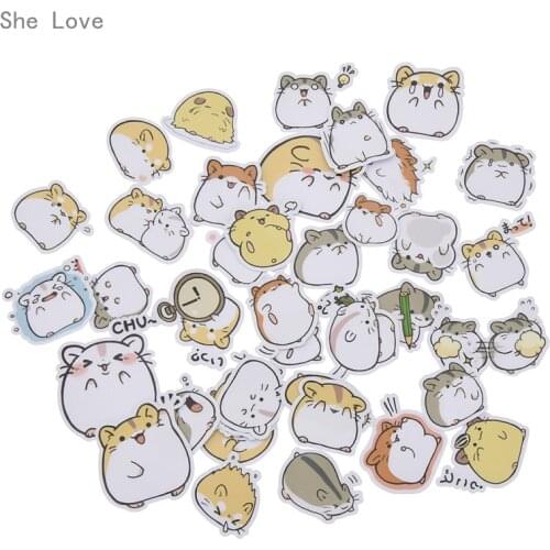 Chzimade 39pcs Cute Small Hamster Paper Sticker Decoration Diy Scrapbooking Stationery Label