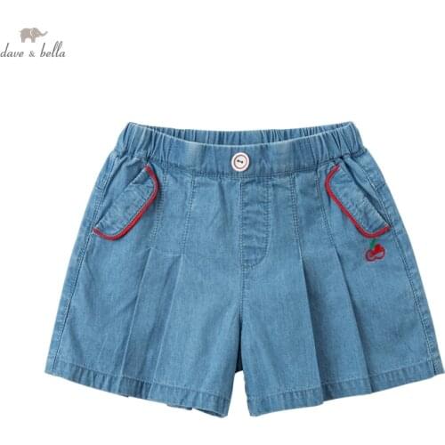 DKH17042 dave bella summer 5Y-13Y kids girls fashion casual solid pockets shorts children boutique casual full-length pants