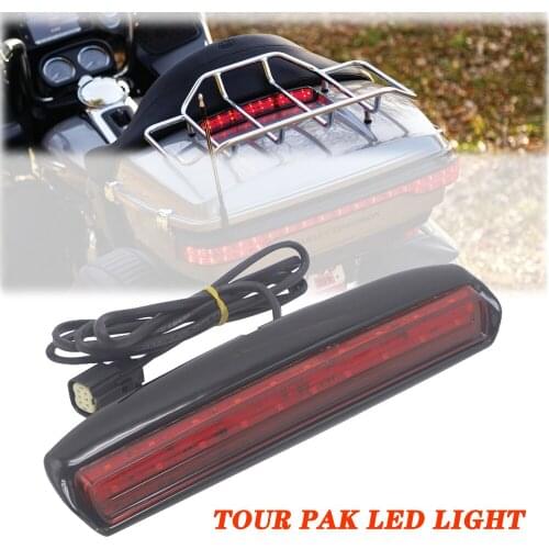 For Harley Electra Glide Low CVO Road Glide Ultra Limited Low Tri Glide 2014+ LED Motorcycle Black Plated Tour-Pak Cover Light