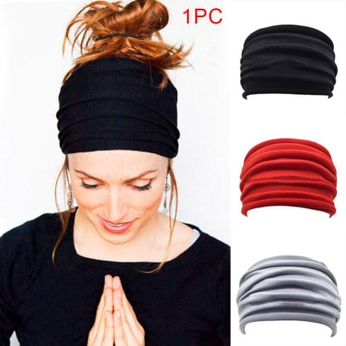 Men Women Ultra Wide Running Athletic Fitness Yoga Sports Pleated Elastic Stretchable Protection Travel Headscarf
