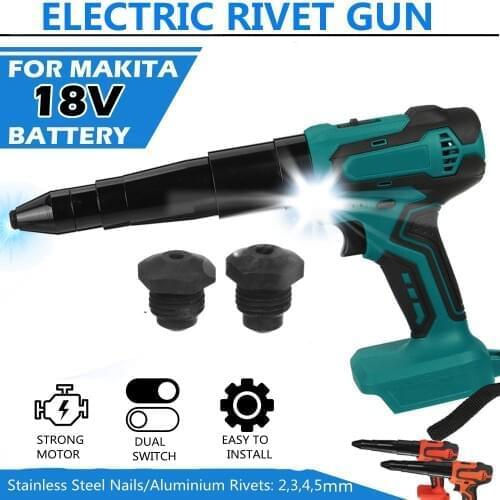 Electric Blind Riveter 125N.m 3 Speed Cordless Rivet Gun 2mm-5mm Screwdriver Rvet Nut Rechargeable For Makita 18V Battery