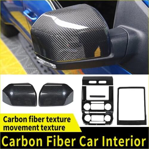 Ford F150 Raptor 2018 Pickup Truck ABS Carbon fiber pattern Interior Mouldings Trim Grain Central Console Panel Cover 2017-2019