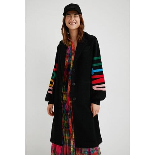 Spanish D womens embroidered slim woolen coat