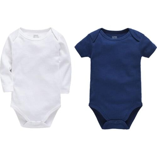 Kavkas Baby Boy Girl Clothes Spring And Autumn Summer 100% Cotton White Blue Long Sleeve Short Sleeve Two Piece Set Rompers