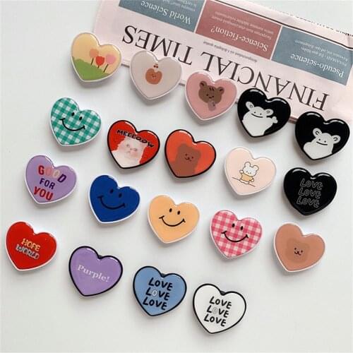 Cute Heart Phone Ring Holder Korean Finger Grip Tok Holder Socket For iPhone Expanding Stand Accessories Popite Bracket Rotating
