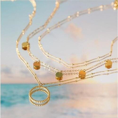 A match made for sunsets and beach walks with Stainless Steel KARMA Ball Bead Choker Necklace and Coin Pendant Necklace as Gift