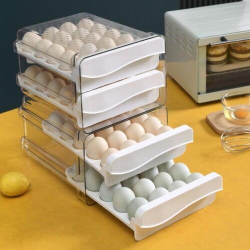 40 Grid Egg Storage Box Stackable Double-Layer Drawer Type Egg Container for Refrigerator