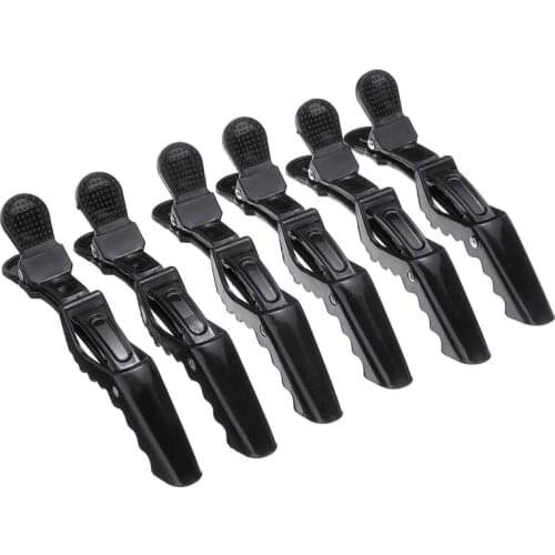 Mayitr 6pcs Black Matte Sectioning Clips High Quality Clamps Hair Grip Hairdressing Salon Hairpin Grip For Styling Tool