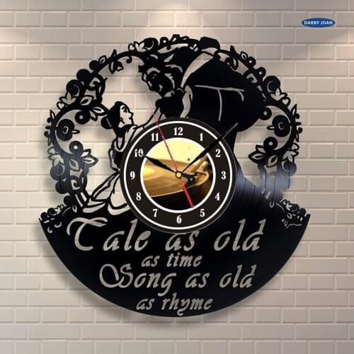 Wall clock Beauty And The Beast Wall Art Home Decor Vinyl Record Clock horloge murale design moderne