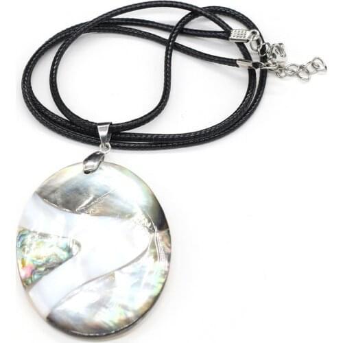 Natural Splicing Shell Pendant Necklace Oval Shape Shell Charms Necklace for Women Men Jewelry Trendy Necklace Jewelry Gift