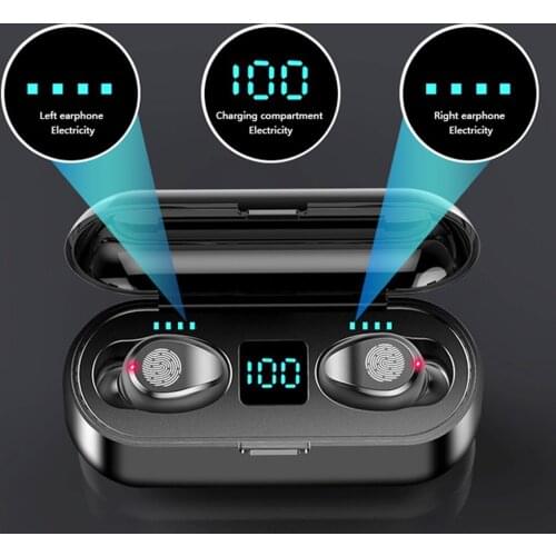F9 TWS bluetooth headphone 5.0 Touch Control Wireless Headset LED Power Display Earphone Gaming Auriculares with charging box