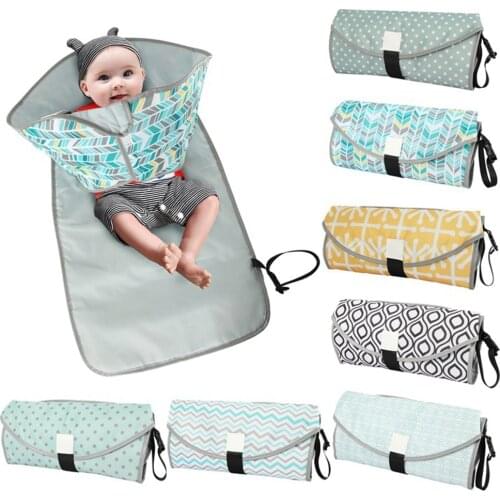 Baby Portable Diaper Changing Pad Built-in Head Cushion Waterproof Detachable Infant Girls Boys Travel Changing Mat Station