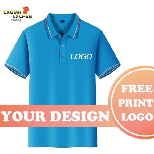 POLO shirt 11-color custom logo short-sleeved high-end pure cotton trend bilateral lapel printing DIY brand text