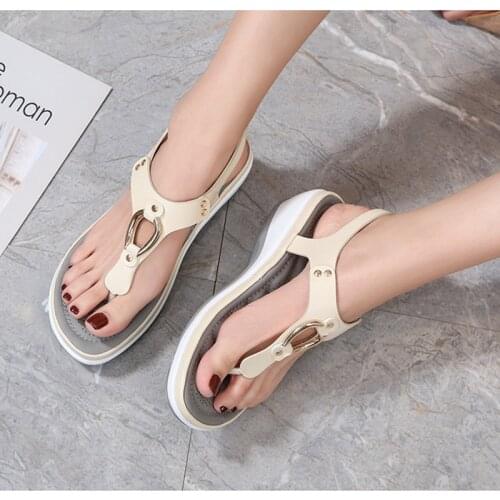 2021 Women Slippers Summer Fashion Metal Button Slip-On Slides Shoes Wedge Platform Leisure Flip Flops Beach Sandals Women Shoes